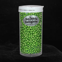 Matt Green 3mm Pearls - Soy Free Dairy Free Sprinkles Cake Decoration (Top 14 Allergen Free, Naturally Sourced Ingredients, Plant-based, Clean Label Free From GMO, Hydrogenated Fat, Palm oil, Certified Vegan, BRC, Kosher, Halal & FDA)