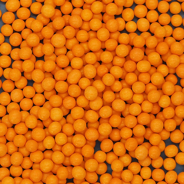 Matt Orange 4mm Pearls - No Gluten Nut Free Sprinkles Cake Decoration