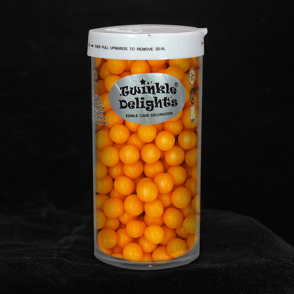 Matt Orange 6mm Pearls -Gluten Free Nut Free Sprinkles Cake Decoration