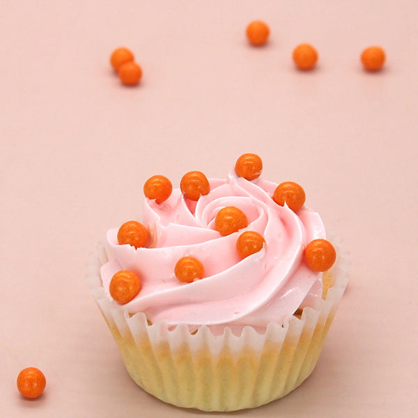 Matt Orange 6mm Pearls -Gluten Free Nut Free Sprinkles Cake Decoration