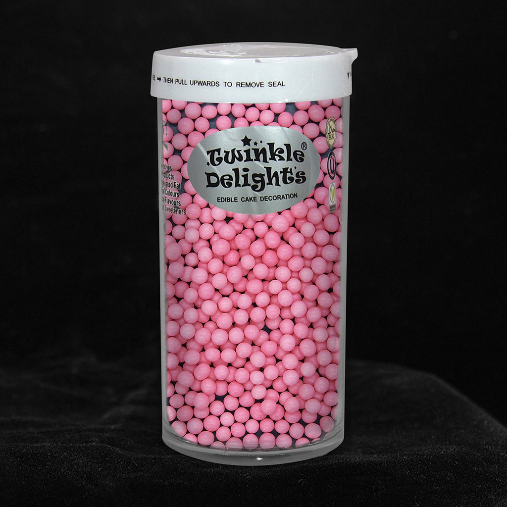 Matt Pink 3mm Pearls - Soy Free Natural Ingredients Sprinkles For Cake