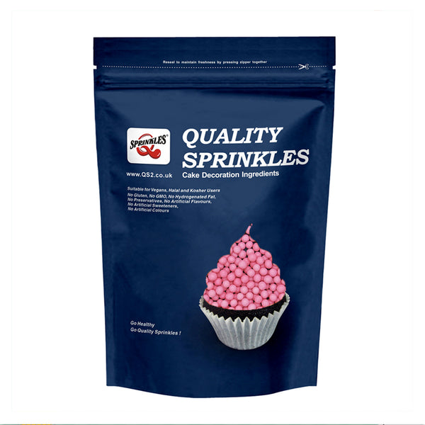 Matt Pink 3mm Pearls - Soy Free Natural Ingredients Sprinkles For Cake