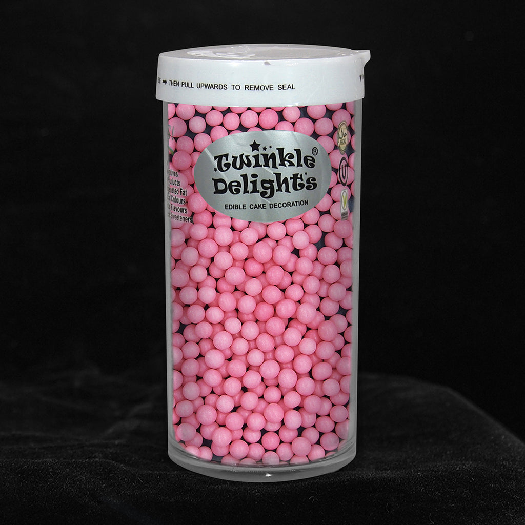 Matt Pink 4mm Pearls - Dairy Free Nut Free Kosher Certified Sprinkles