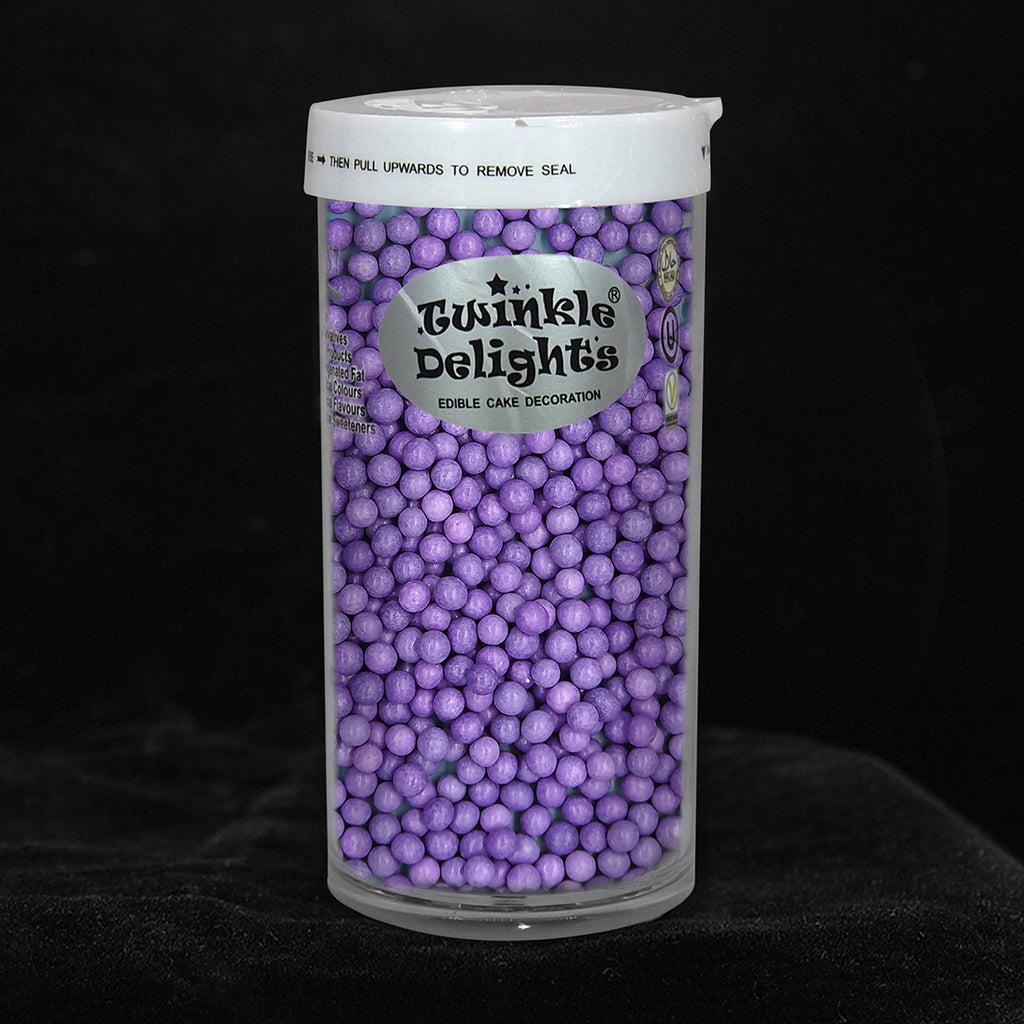 Matt Purple 3mm Pearls - Soya Free Natural Ingredient Sprinkles 4 Cake