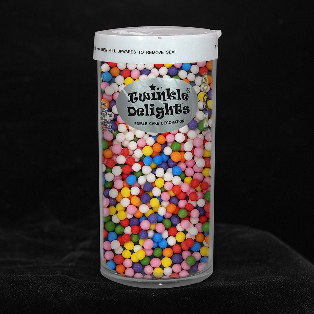 Matt Rainbow 3mm Pearls - No Nut Clean Label Sprinkles Cake Decoration