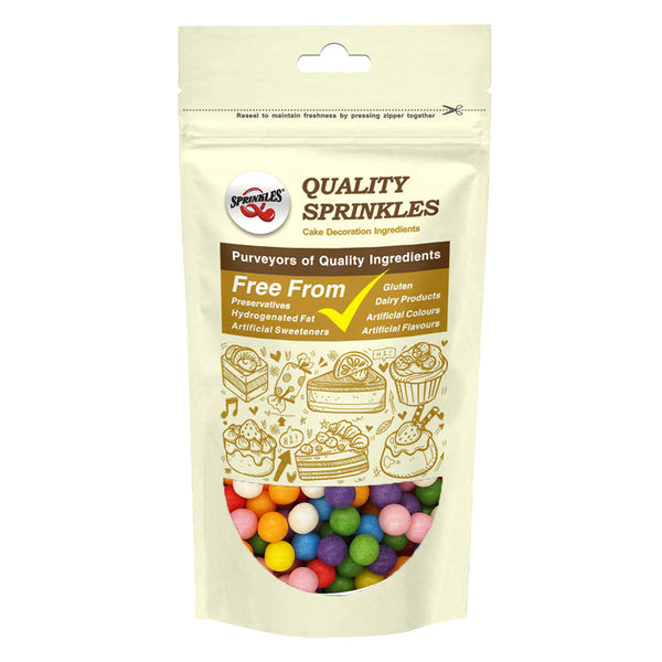 Matt Rainbow 8mm Pearls - Dairy Free Soy Free Halal Sprinkles For Cake