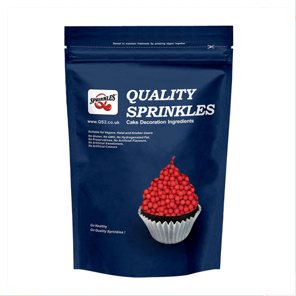 Matt Red 3mm Pearls - Dairy Free Clean Label Sprinkles Cake Decorating