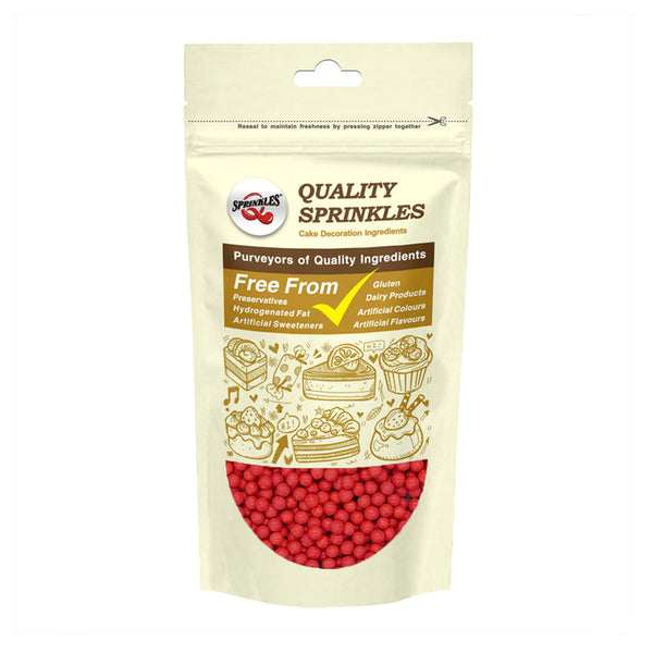 Matt Red 4mm Pearls - Dairy Free Clean Label Sprinkles Cake Decoration