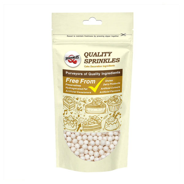 Matt White 4mm Pearls - Dairy Free Soya Free Sprinkles Cake Decoration