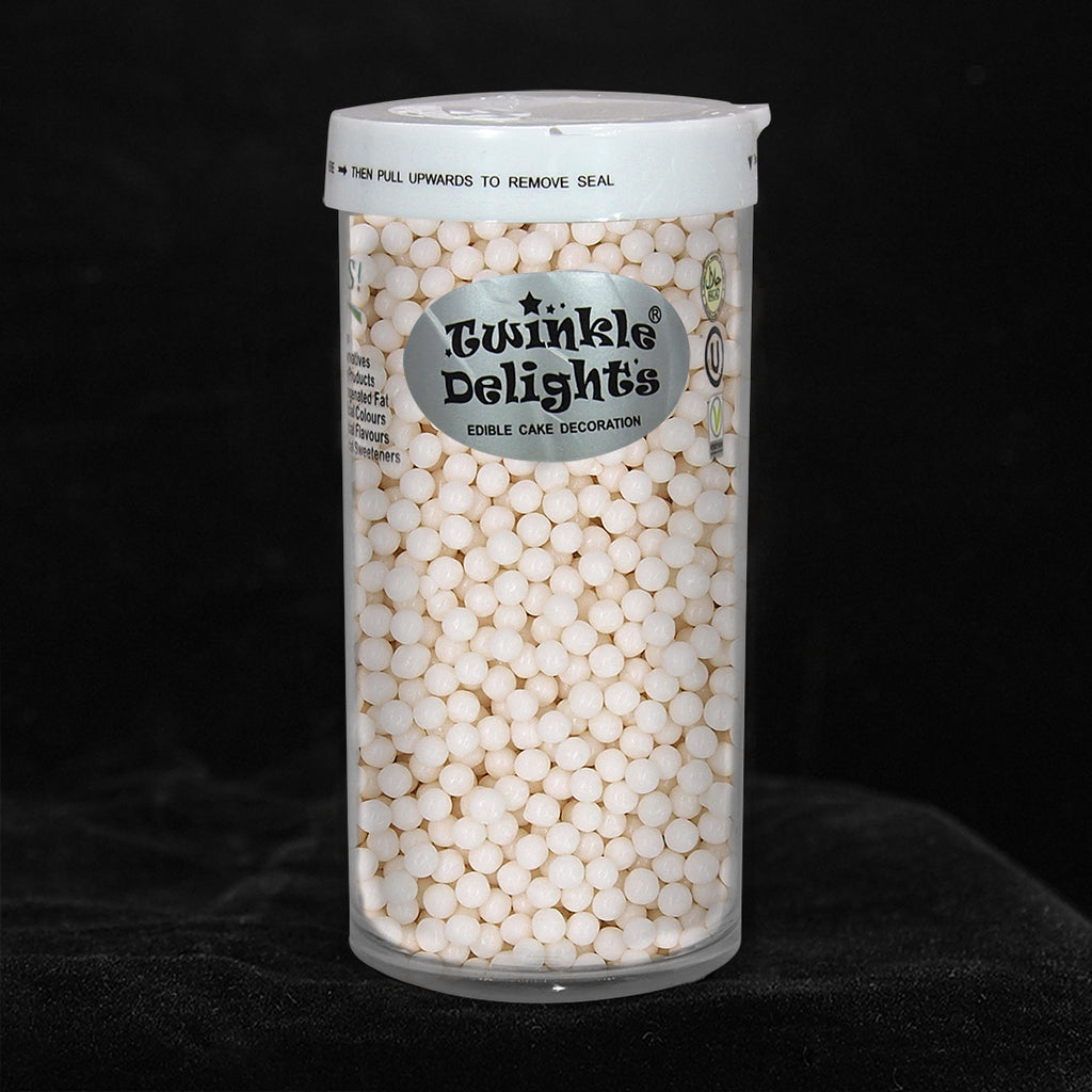 Matt White 3MM Pearls - Gluten Free Nut Free Vegan Sprinkles for Cakes