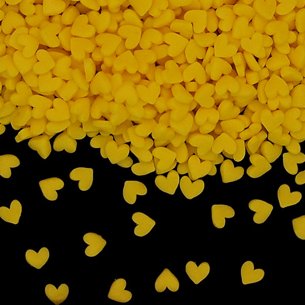 Yellow Confetti Mini Heart - Nuts Free Soya Free Halal Sprinkles