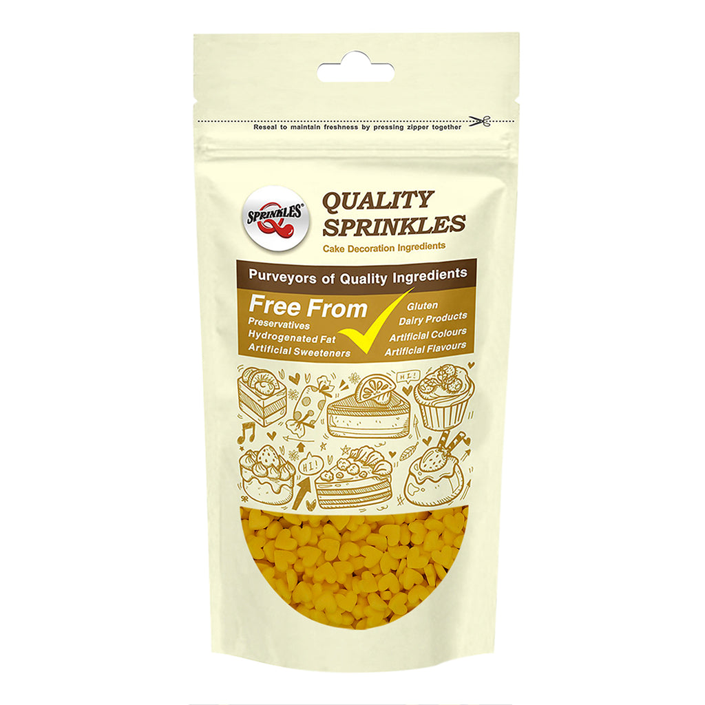 Yellow Confetti Mini Heart - Nuts Free Soya Free Halal Sprinkles