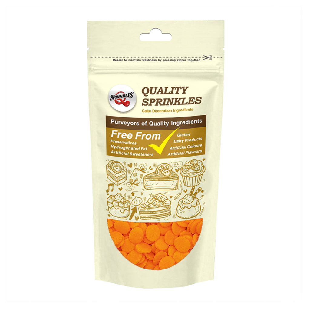 Orange Confetti 10MM Big Sequins - Halal Natural Ingredients Sprinkles
