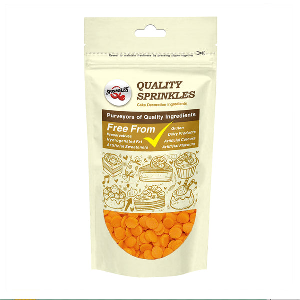 Orange Confetti 8MM Big Sequins - Nuts Free Vegan Sprinkles Cake Decor