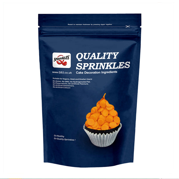Orange Confetti 8MM Big Sequins - Nuts Free Vegan Sprinkles Cake Decor