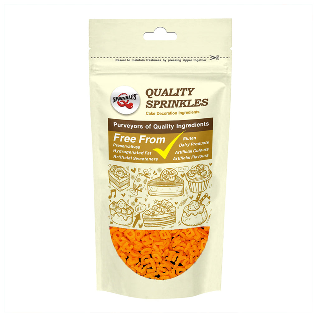 Orange Confetti Alphabets - Soya Free Nuts Free Clean Lable Sprinkles