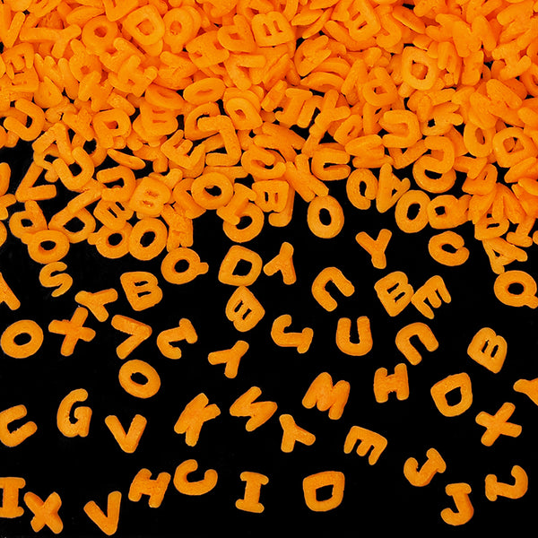 Orange Confetti Alphabets - Soya Free Nuts Free Clean Lable Sprinkles