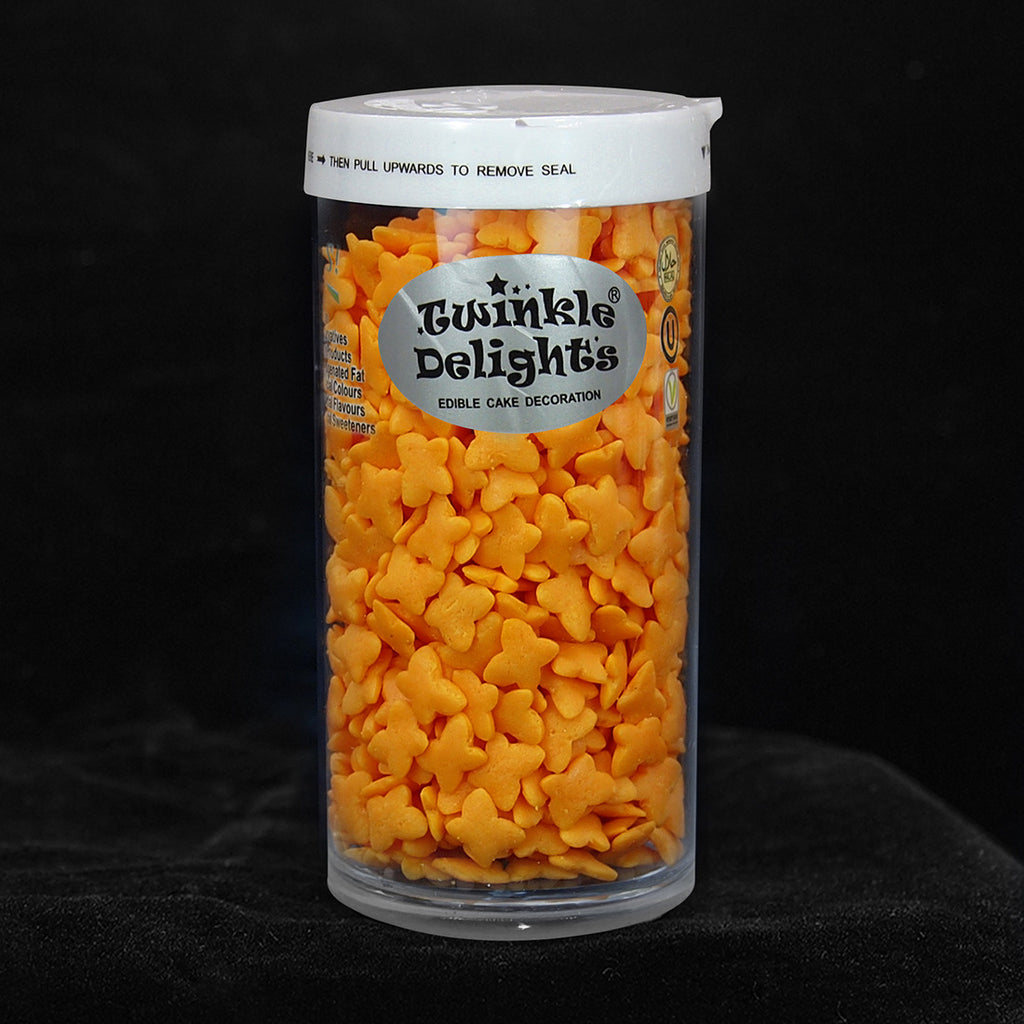 Orange Confetti Little Butterfly - Nuts Free Vegan Sprinkles For Cake