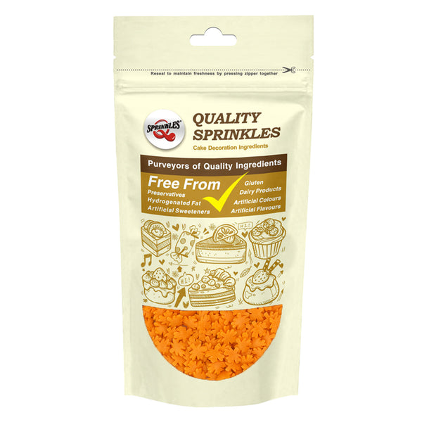 Orange Confetti Maple Leaves - Dairy Free Kosher Certified Sprinkles