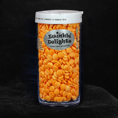 Orange Confetti Sequins - Nut Free Natural Ingredients Vegan Sprinkles (Top 14 Allergen Free, Plant-based, Clean Label Free From GMO, Hydrogenated Fat, Palm oil, BRC, Kosher, Halal & FDA)