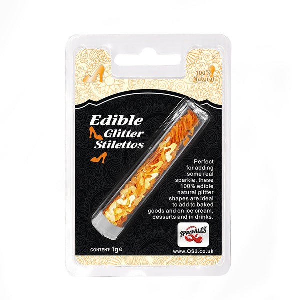 Orange Glitter Stilettos - Dairy Free Vegan Edible Cake Decoration