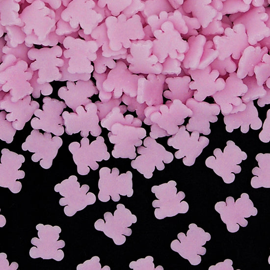 Pink Confetti Teddy Bear - No Dairy No Nuts Sprinkles Cake Decoration