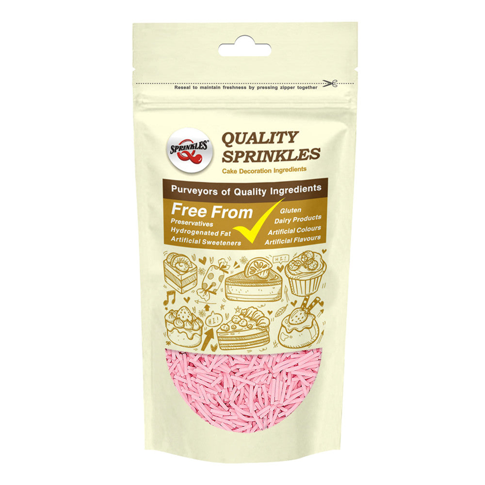 Pink Jimmies - Dairy Free Clean Lable Sprinkles Edible Cake Decoration