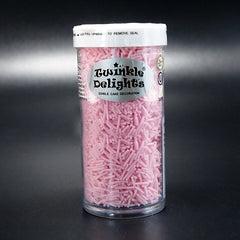 Pink Jimmies - Dairy Free Clean Lable Sprinkles Edible Cake Decoration (Top 14 Allergen Free, Naturally Sourced Ingredients, Plant-based, Free From GMO, Hydrogenated Fat, Palm oil, Certified Vegan, BRC, Kosher, Halal & FDA)