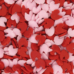 Pink & Red Confetti Duck - No Soya Clean Label Sprinkles Cake Decor (Top 14 Allergen Free, Naturally Sourced Ingredients, Plant-based, Free From GMO, Hydrogenated Fat, Palm oil, Certified Vegan, BRC, Kosher, Halal & FDA)