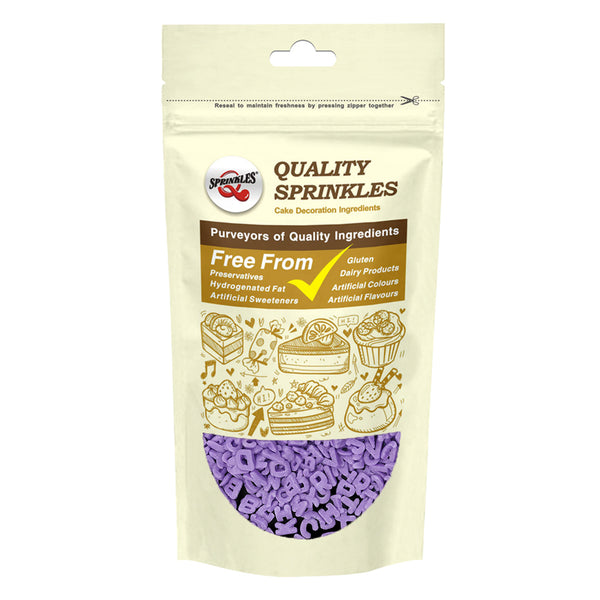 Purple Confetti Alphabets - Nuts Free Natural Ingredients Sprinkles