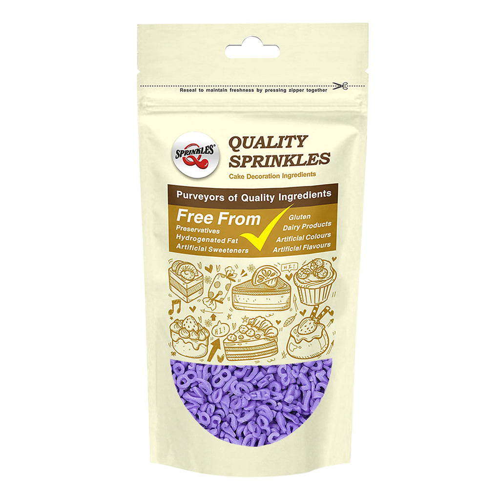 Purple Confetti Number - Dairy Free Nut Free Sprinkles Cake Decoration