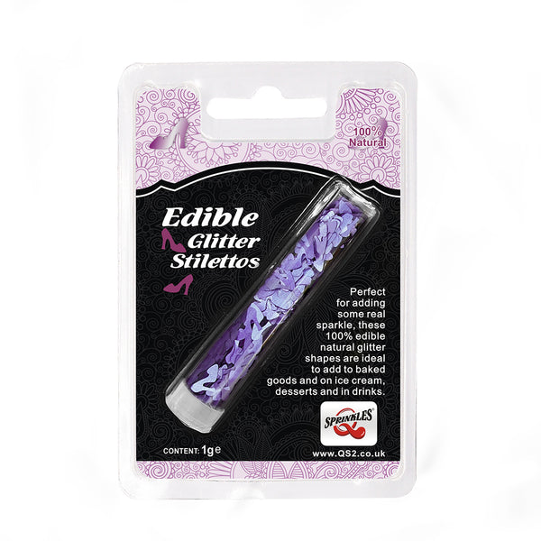 Purple Glitter Stilettos - Dairy Free Soy Free Vegan Edible Decoration