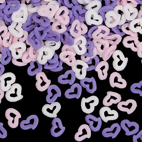 Purple Pink White Confetti Angel Hearts - Nuts Free Sprinkles For Cake