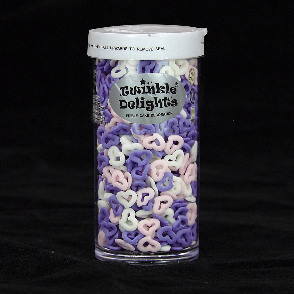 Purple Pink White Confetti Angel Hearts - Nuts Free Sprinkles For Cake