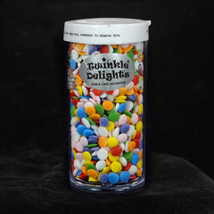 Rainbow Confetti Sequins - No Dairy No Soya Halal Certified Sprinkles (Top 14 Allergen Free, Naturally Sourced Ingredients, Plant-based, Clean Label Free From GMO, Hydrogenated Fat, Palm oil, Vegan, BRC, Kosher & FDA)