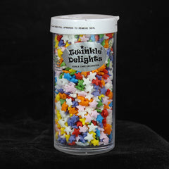 Rainbow Confetti Stars - Dairy Free Halal Sprinkles Cake Decoration (Top 14 Allergen Free, Naturally Sourced Ingredients, Plant-based, Clean Label Free From GMO, Hydrogenated Fat, Palm oil, Certified Vegan, BRC, Kosher & FDA)