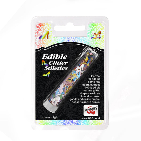 Rainbow Glitter Stiletto - Dairy Free Soy Free Vegan Edible Decoration