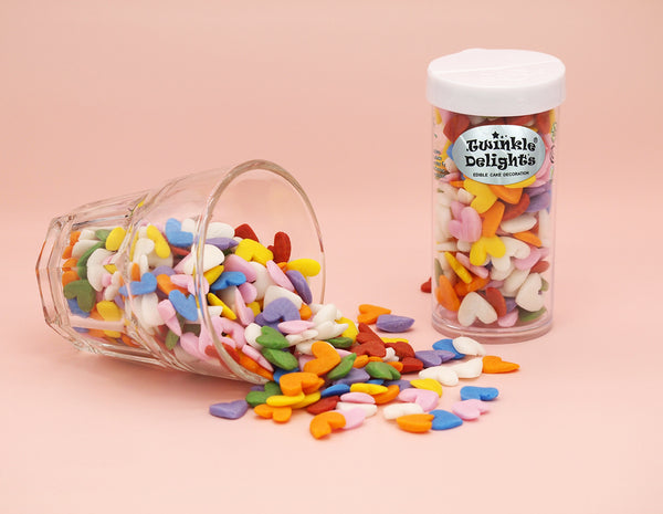 Rainbow Confetti Super Heart - Non Dairy Soy Free Sprinkles Cake Decor