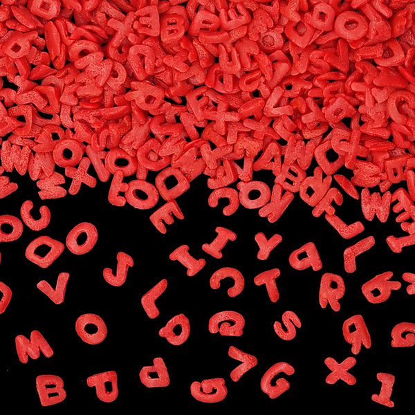 Red Confetti Alphabets - Nuts Free Kosher Certified Sprinkles For Cake