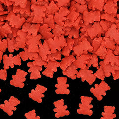 Red Confetti Bear - Nuts Free Clean Label Sprinkles Cake Decoration (Top 14 Allergen Free, Naturally Sourced Ingredients, Plant-based, Free From GMO, Hydrogenated Fat, Palm oil, Certified Vegan, BRC, Kosher, Halal & FDA)