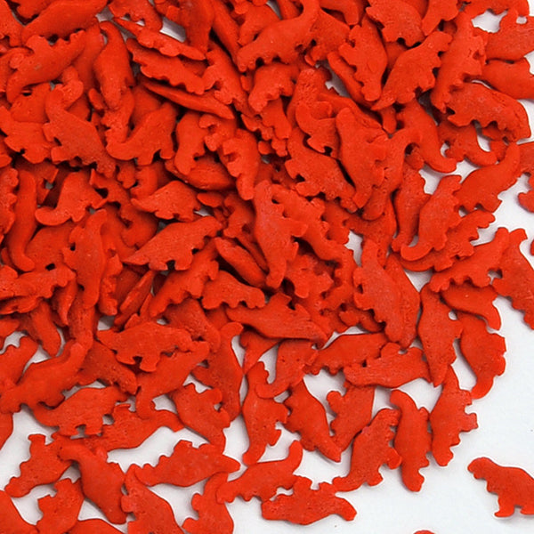 Red Confetti Dinosaur - Nuts Free Kosher Certified Sprinkles For Cake