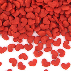 Red Confetti Heart - Clean Label Vegan Sprinkles Cake Decorations (Top 14 Allergen Free, Naturally Sourced Ingredients, Plant-based, Free From GMO, Hydrogenated Fat, Palm oil, BRC, Kosher, Halal & FDA)