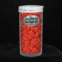 Red Confetti Maple Leaves - Dairy Free Halal Sprinkles Cake Decoration (Top 14 Allergen Free, Naturally Sourced Ingredients, Plant-based, Clean Label Free From GMO, Hydrogenated Fat, Palm oil, Certified Vegan, BRC, Kosher & FDA)