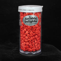 Red Confetti Sequins - No Dairy Clean Label Sprinkles Cake Decoration (Top 14 Allergen Free, Naturally Sourced Ingredients, Plant-based, Free From GMO, Hydrogenated Fat, Palm oil, Certified Vegan, BRC, Kosher, Halal & FDA)