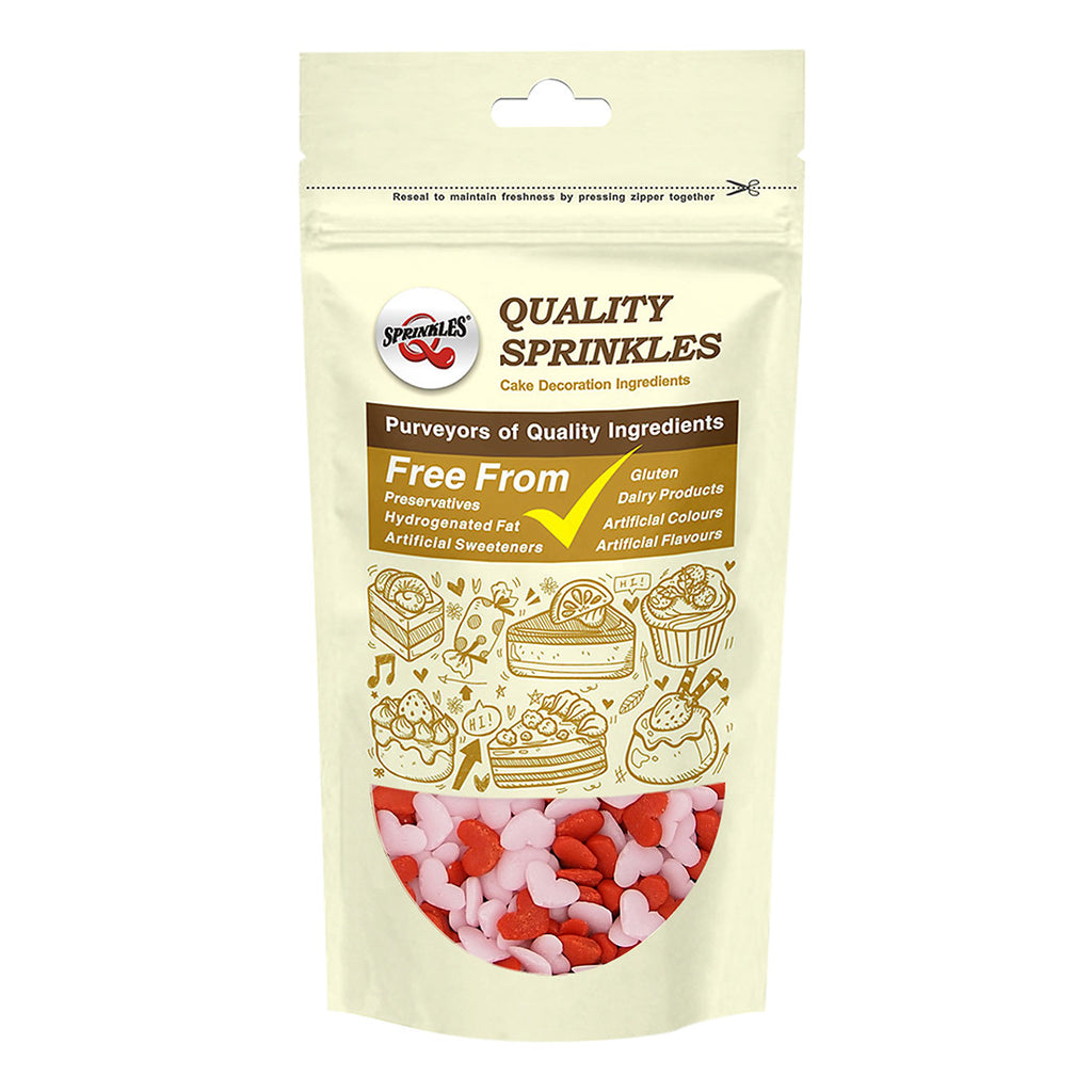 Red Pink Confetti Heart - Soy Free Natural Ingredient Kosher Sprinkles