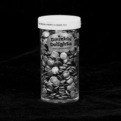 Shimmer Black Confetti 8MM Big Sequins - No Gluten Sprinkles For Cake (Top 14 Allergen Free, Naturally Sourced Ingredients, Plant-based, Clean Label Free From GMO, Hydrogenated Fat, Palm oil, Certified Vegan, BRC, Kosher, Halal & FDA)