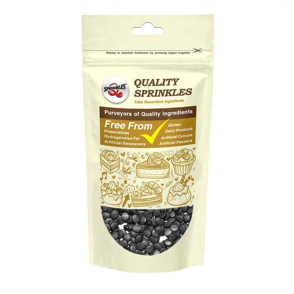 Shimmer Black Confetti Sequins - Nuts Free Halal Sprinkles For Cake