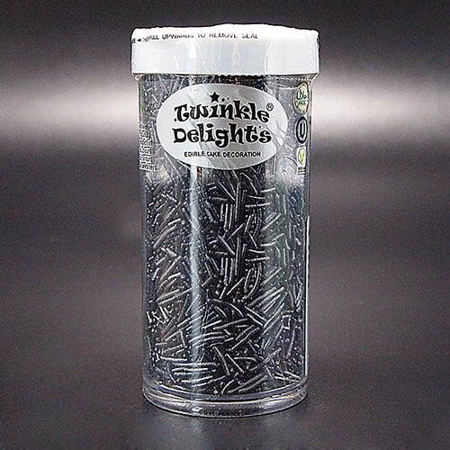 Shimmer Black Jimmies - Dairy Free Vegan Sprinkles Cake Decorations