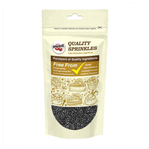Shimmer Black Sugar Crystals - Soya Free Halal Certified Sprinkles