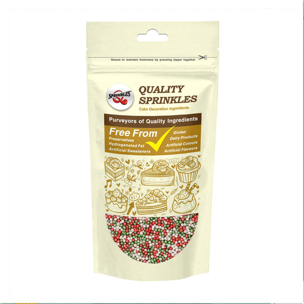 Shimmer Christmas Nonpareils - Natural Ingredients Sprinkles For Cakes
